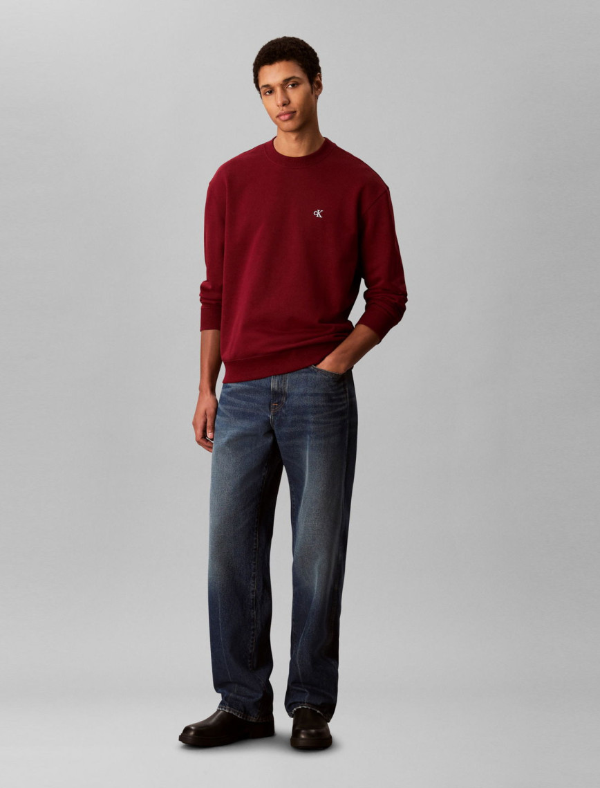 Calvin Klein Terry Monogram  Erkek Kırmızı Sweatshirt