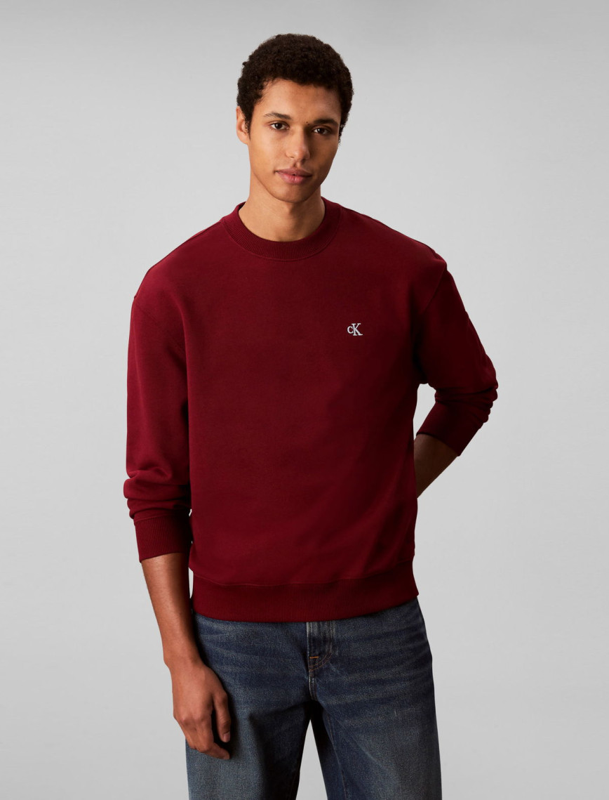 Calvin Klein Terry Monogram  Erkek Kırmızı Sweatshirt