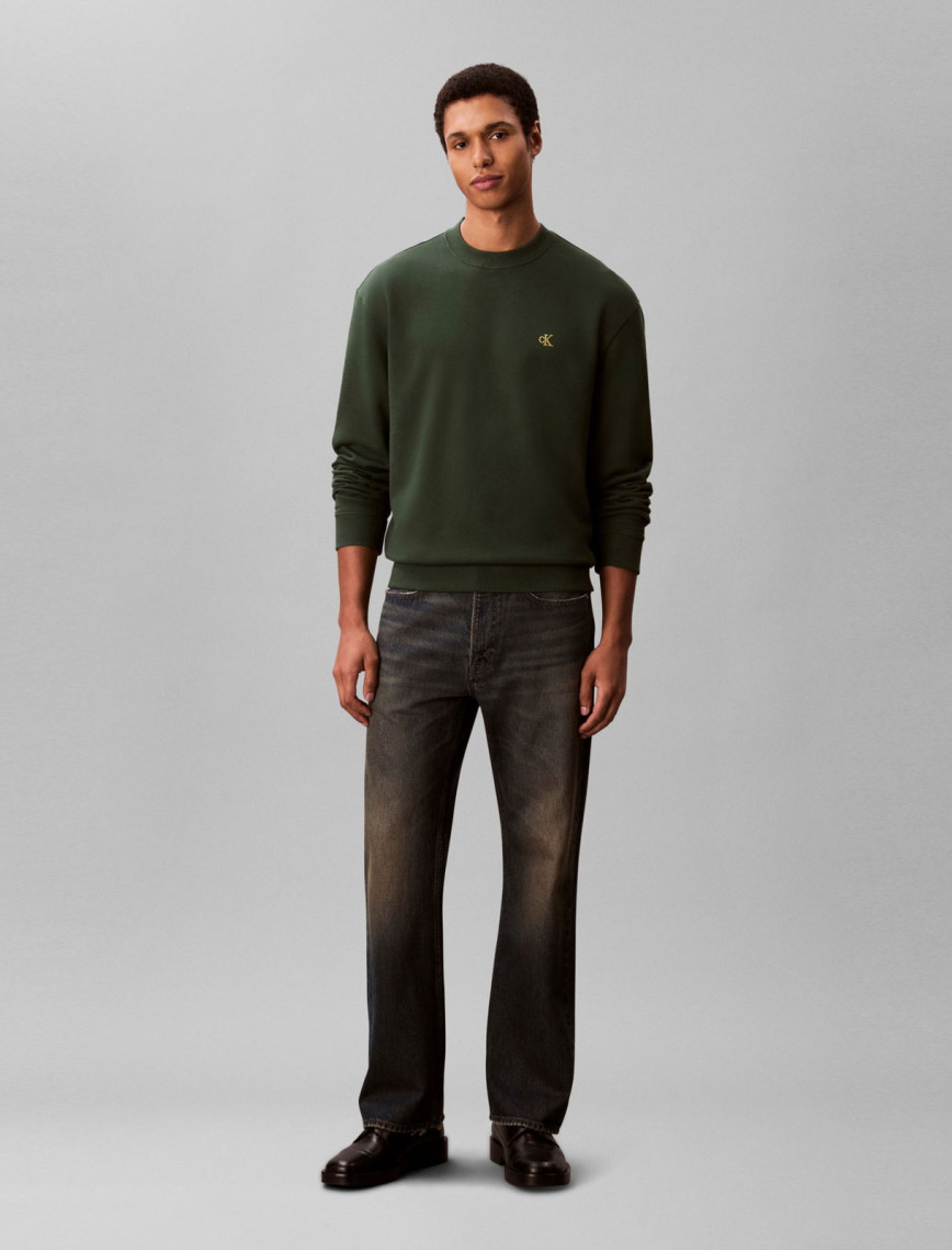 Calvin Klein Terry Monogram  Erkek Yeşil Sweatshirt