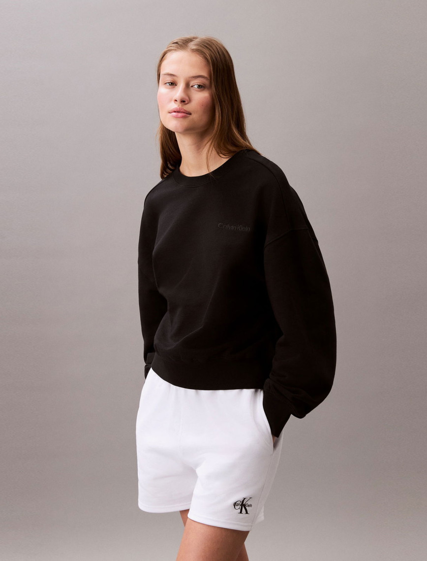 Calvin Klein Logo Emb French Terry Kadın Siyah Sweatshirt Calvin Klein Logo Emb French Terry Kadın Siyah Sweatshirt