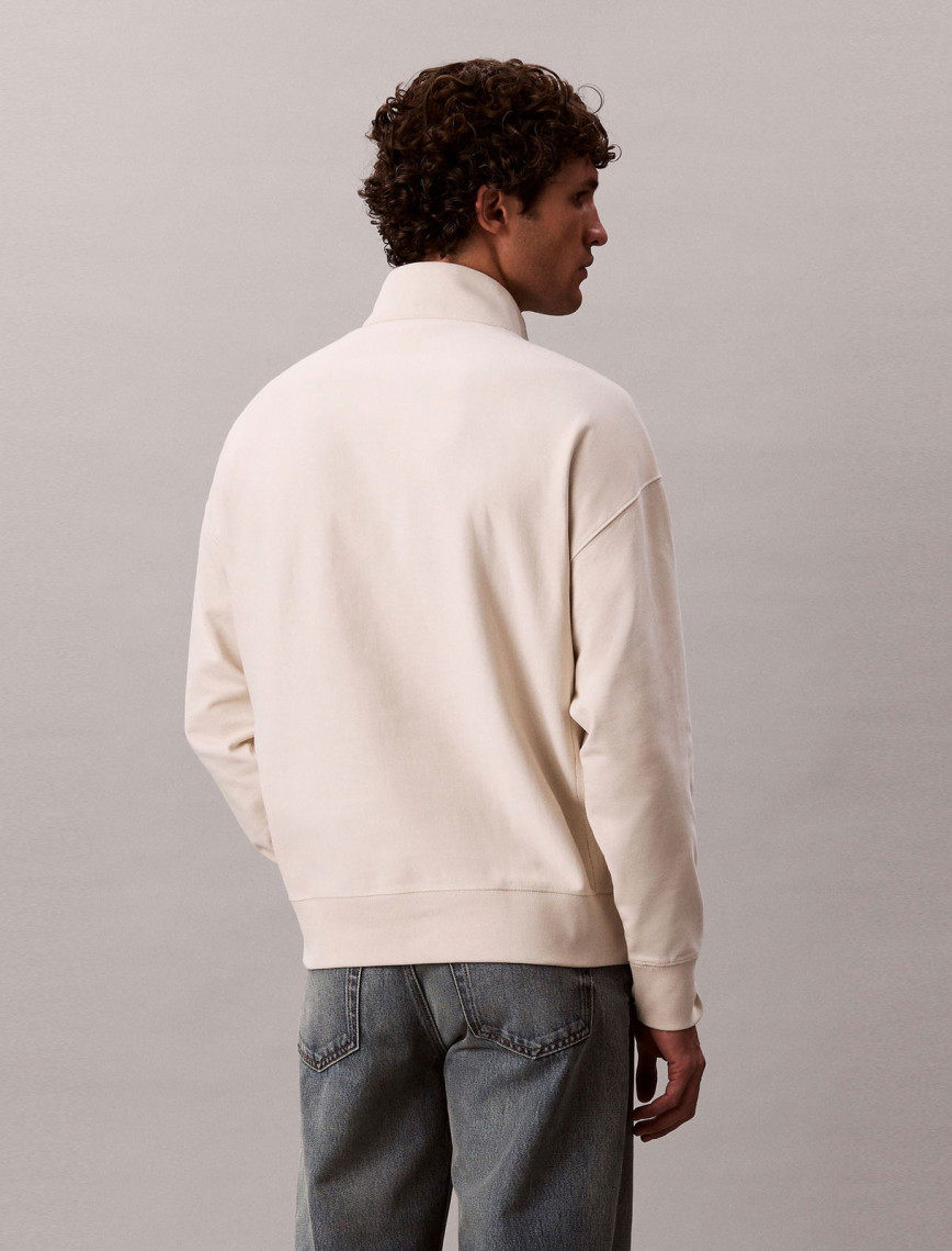 Calvin Klein Premium Terry Micro Monologo Erkek Beyaz Sweatshirt Calvin Klein Premium Terry Micro Monologo Erkek Beyaz Sweatshirt