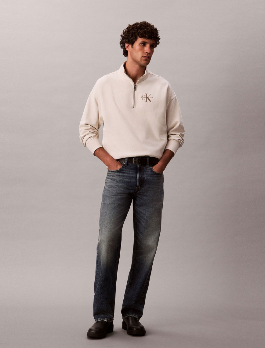 Calvin Klein Premium Terry Micro Monologo Erkek Beyaz Sweatshirt Calvin Klein Premium Terry Micro Monologo Erkek Beyaz Sweatshirt