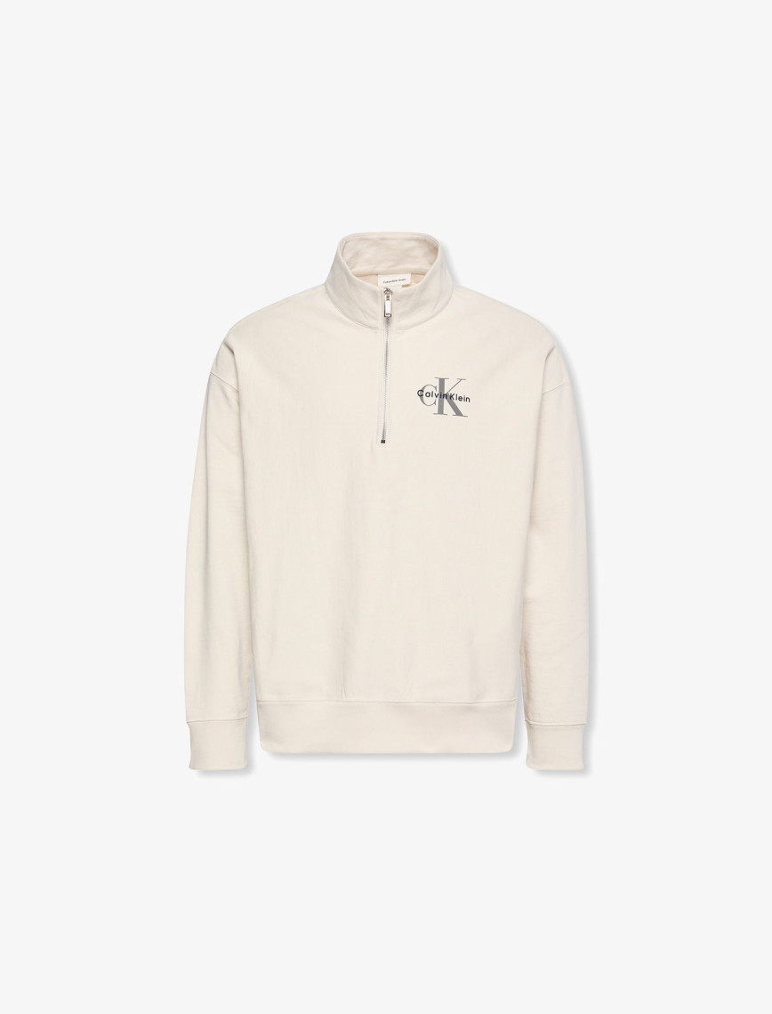 Calvin Klein Premium Terry Micro Monologo Erkek Beyaz Sweatshirt Calvin Klein Premium Terry Micro Monologo Erkek Beyaz Sweatshirt