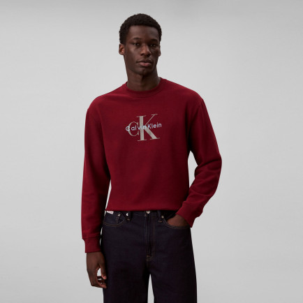 Calvin Klein Terry Monologo Erkek Kırmızı Sweatshirt Calvin Klein Terry Monologo Erkek Kırmızı Sweatshirt