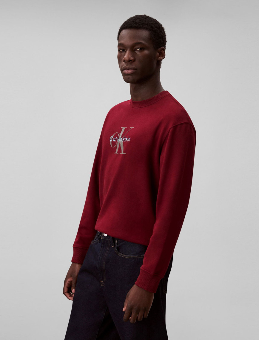 Calvin Klein Terry Monologo Erkek Kırmızı Sweatshirt Calvin Klein Terry Monologo Erkek Kırmızı Sweatshirt