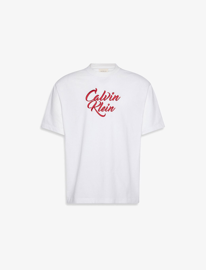 Calvin Klein Cursive Graphic Erkek Beyaz T-Shirt Calvin Klein Cursive Graphic Erkek Beyaz T-Shirt