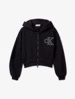 Calvin Klein Logo Terry Zip Through Çocuk Siyah Sweatshirt Calvin Klein Logo Terry Zip Through Çocuk Siyah Sweatshirt