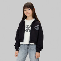 Calvin Klein Logo Terry Zip Through Çocuk Siyah Sweatshirt Calvin Klein Logo Terry Zip Through Çocuk Siyah Sweatshirt