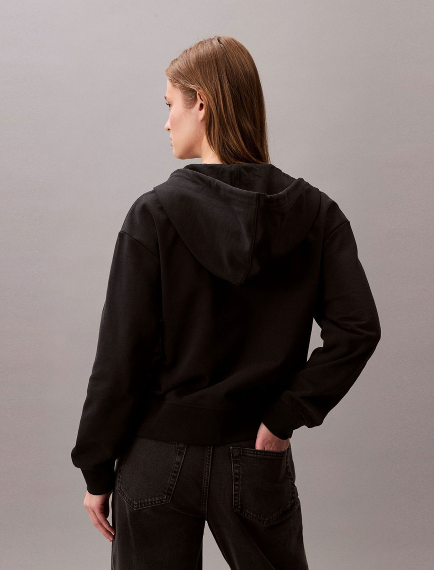 Calvin Klein Monologo French Terry  Kadın Siyah Sweatshirt