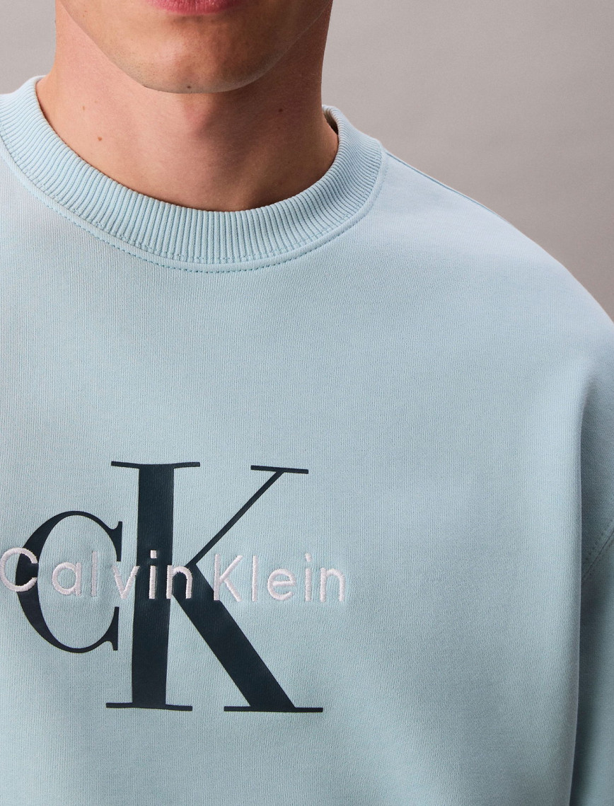 Calvin Klein Terry Monologo  Erkek Mavi Sweatshirt