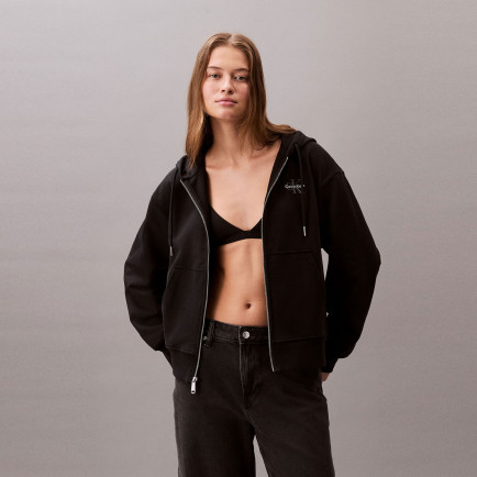 Calvin Klein Monologo French Terry  Kadın Siyah Sweatshirt