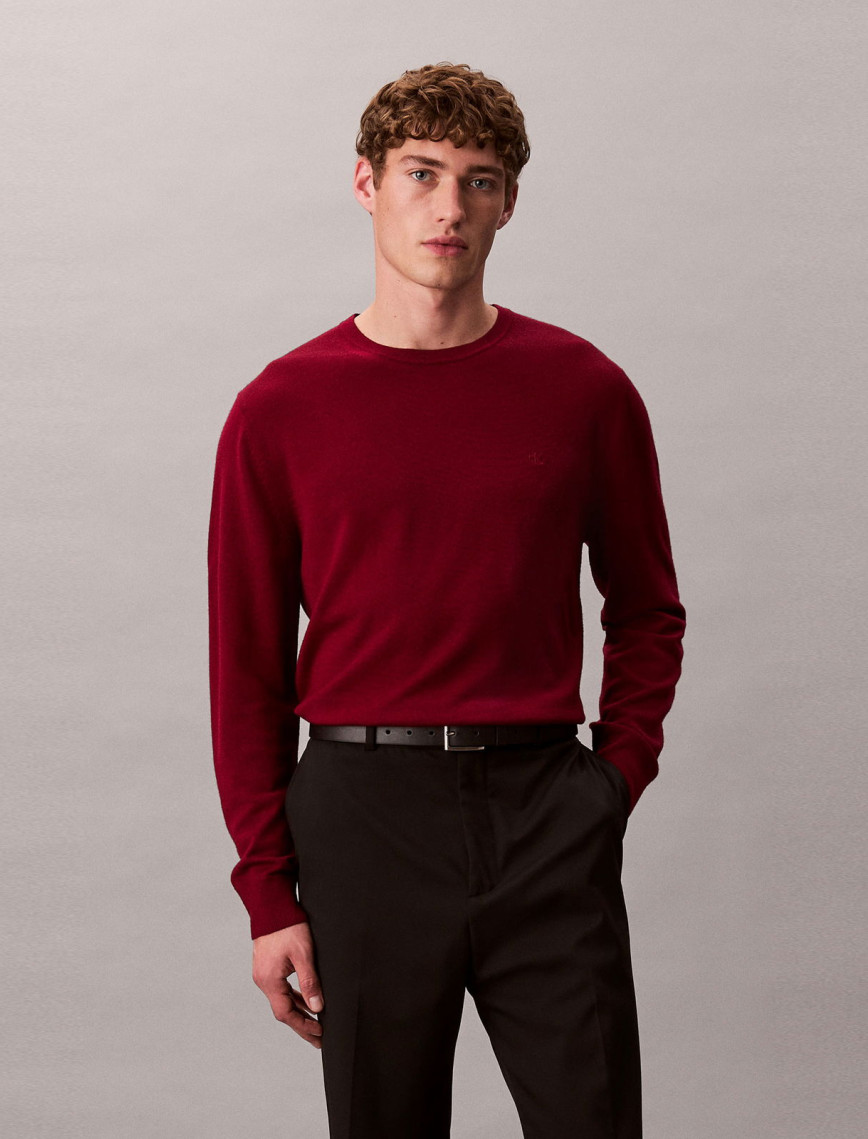 Calvin Klein Merino Crew Erkek Kırmızı Triko Calvin Klein Merino Crew Erkek Kırmızı Triko