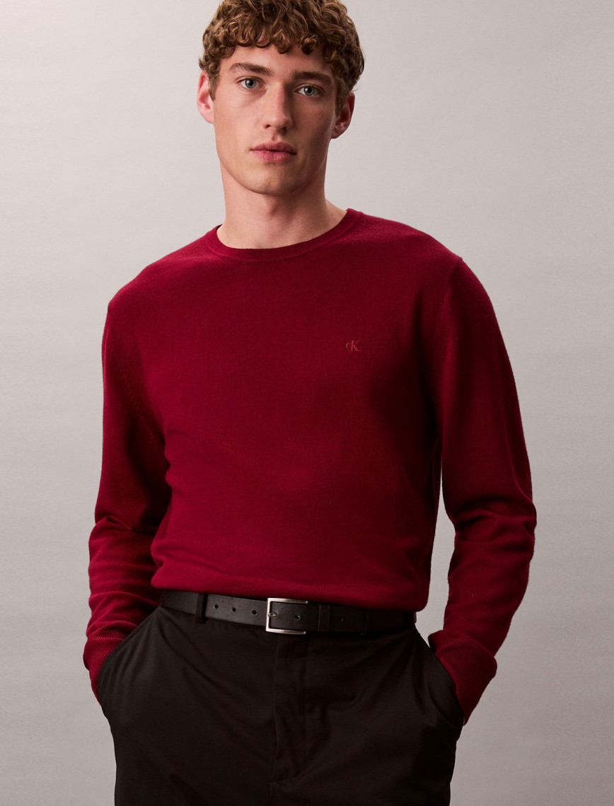Calvin Klein Merino Crew Erkek Kırmızı Triko Calvin Klein Merino Crew Erkek Kırmızı Triko