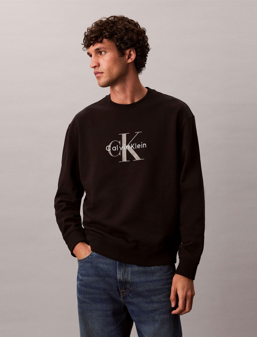 Calvin Klein Terry Monologo Erkek Siyah Sweatshirt Calvin Klein Terry Monologo Erkek Siyah Sweatshirt