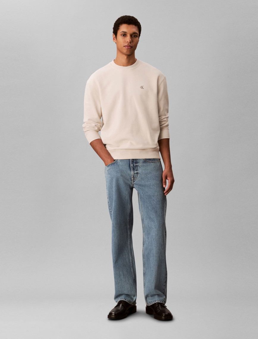 Calvin Klein Terry Monogram  Erkek Beyaz Sweatshirt