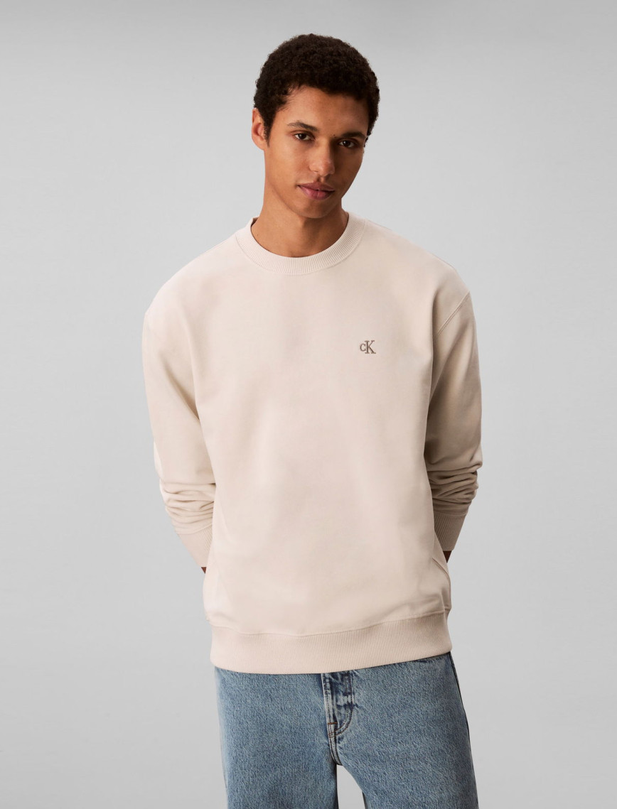 Calvin Klein Terry Monogram  Erkek Kırmızı Sweatshirt