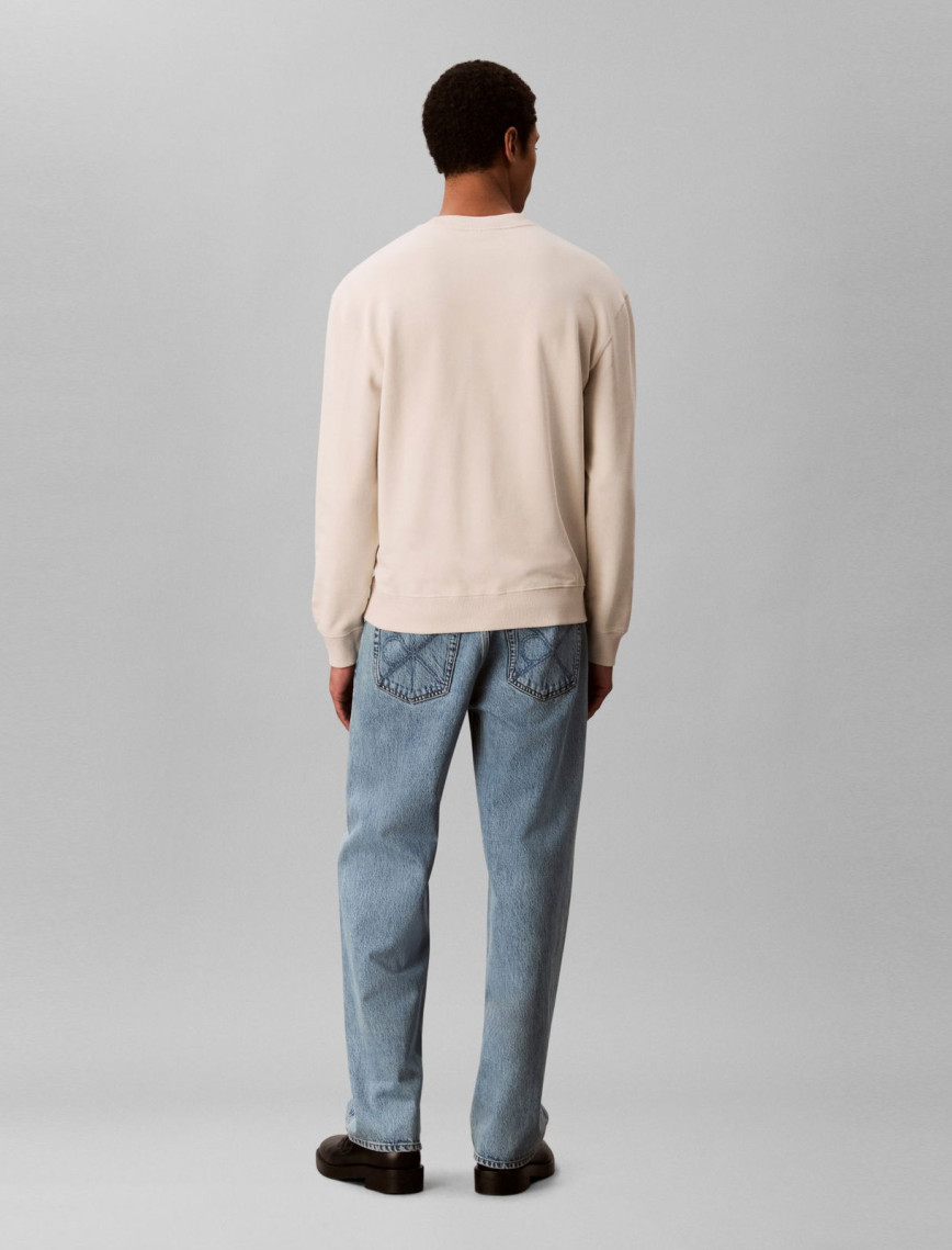 Calvin Klein Terry Monogram  Erkek Beyaz Sweatshirt