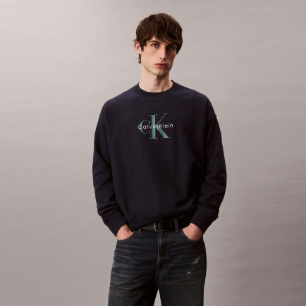 Calvin Klein Terry Monologo Erkek Mavi Sweatshirt Calvin Klein Terry Monologo Erkek Mavi Sweatshirt