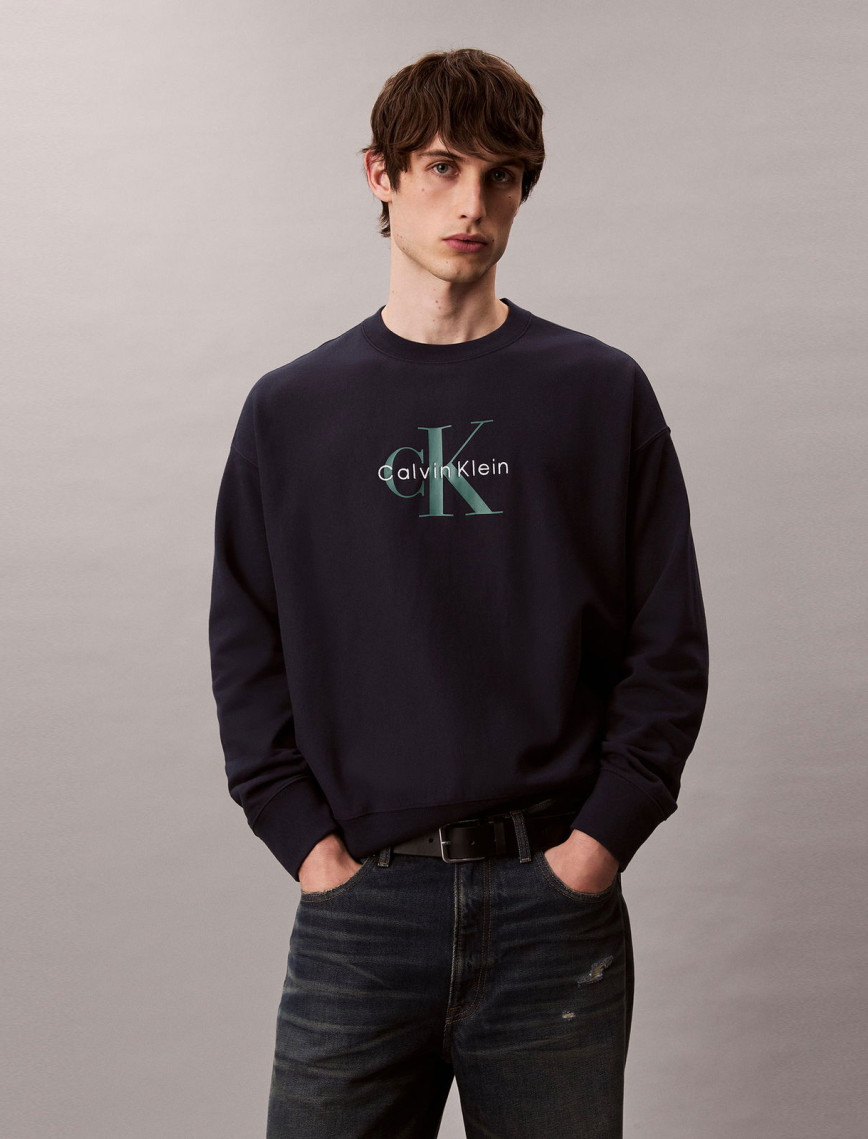 Calvin Klein Terry Monologo Erkek Siyah Sweatshirt Calvin Klein Terry Monologo Erkek Siyah Sweatshirt