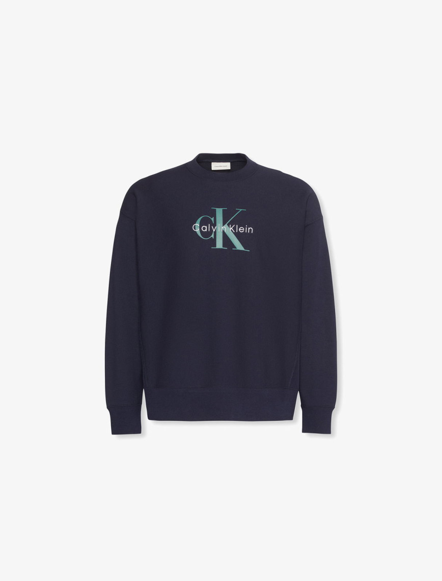 Calvin Klein Terry Monologo  Erkek Mavi Sweatshirt