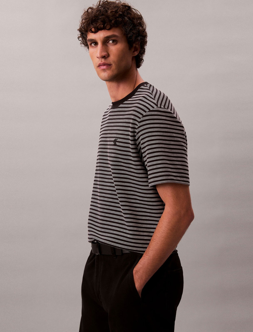Calvin Klein Striped Ottoman Erkek Siyah T-Shirt Calvin Klein Striped Ottoman Erkek Siyah T-Shirt